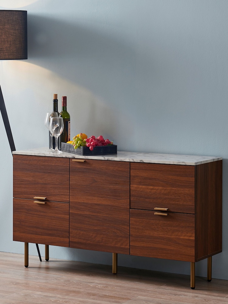 Teamson Home Brown Ashton Wooden Sideboard, TV Cabinet with Storage - Image 2 of 4