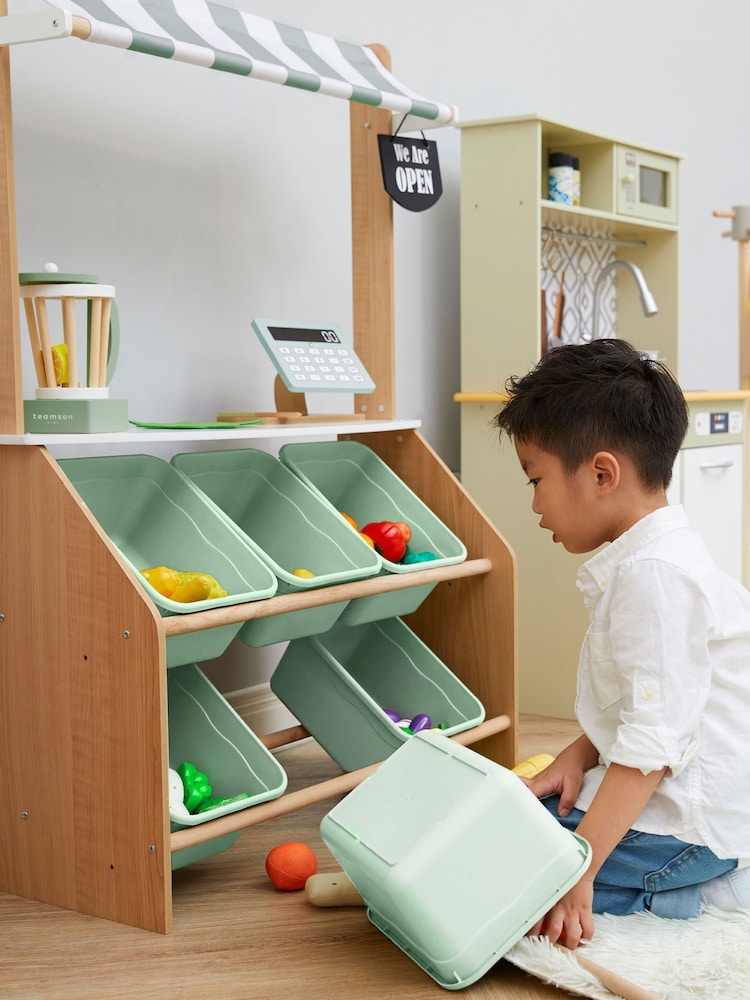 Teamson Home Green Little Helper Wooden Market Play Stand Set - Image 1 of 6