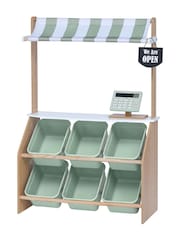 Teamson Home Green Little Helper Wooden Market Play Stand Set - Image 2 of 6