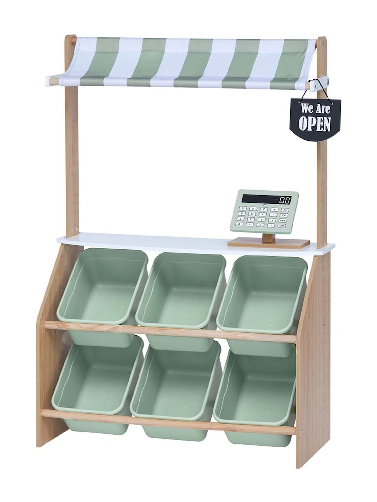 Teamson Home Green Little Helper Wooden Market Play Stand Set - Image 2 of 6
