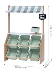 Teamson Home Green Little Helper Wooden Market Play Stand Set - Image 3 of 6
