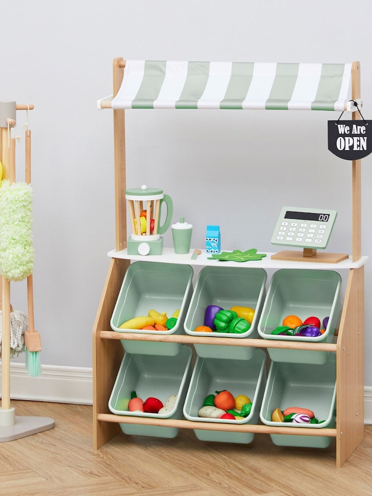 Teamson Home Green Little Helper Wooden Market Play Stand Set - Image 6 of 6