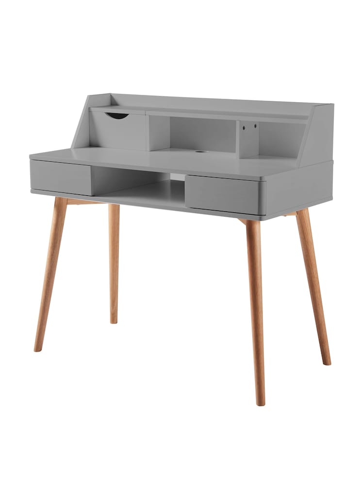 Teamson Home Grey Creativo Simplistic Wooden Writing Desk with Storage - Image 4 of 4