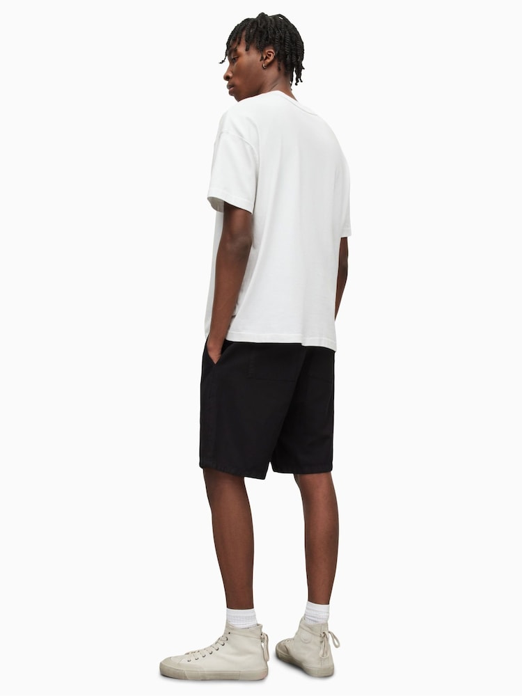 AllSaints Black Hanbury Cotton/Linen Blend Shorts - Image 2 of 7
