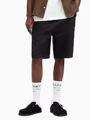 AllSaints Black Hanbury Cotton/Linen Blend Shorts - Image 3 of 7