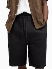 AllSaints Black Hanbury Cotton/Linen Blend Shorts - Image 5 of 7