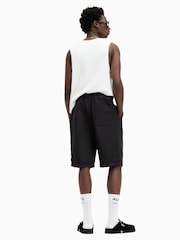 AllSaints Black Hanbury Cotton/Linen Blend Shorts - Image 6 of 7