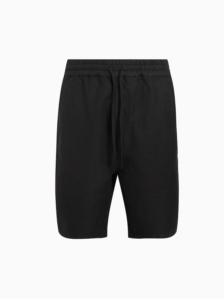 AllSaints Black Hanbury Cotton/Linen Blend Shorts - Image 7 of 7 AllSaints Black Hanbury Cotton/Linen Blend Shorts - Image 7 of 7