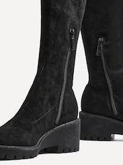 Linzi Black Kortina Brown Suede High Leg Boots With Wedged Heel - Image 6 of 6