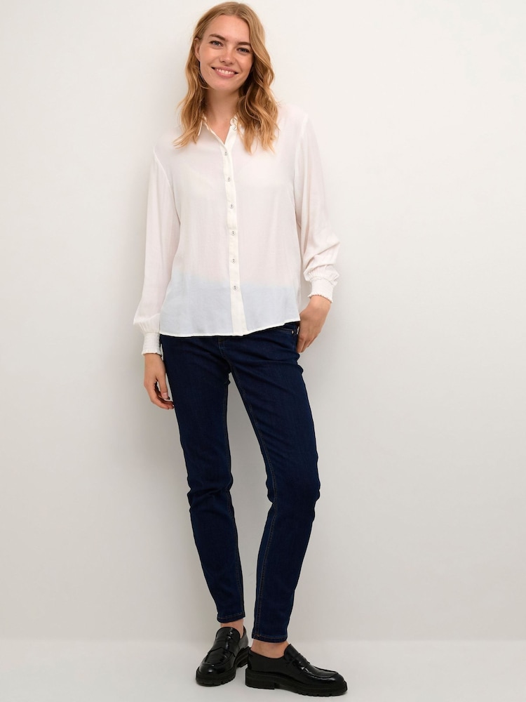 Cream Nola Loose Sleeve Button White Shirt - Image 1 of 6 Cream Nola Loose Sleeve Button White Shirt - Image 1 of 6