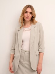 Cream Cory 3/4 Sleeve Open White Blazer - Image 1 of 5