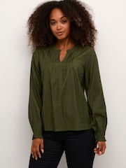 Cream Green Liselin Long Sleeve V-Neck Blouse - Image 1 of 5