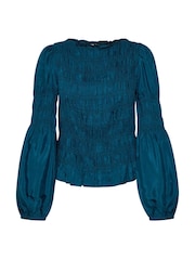 Cream Blue Henva Long Sleeve Smock Blouse - Image 4 of 5