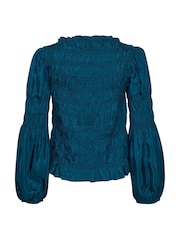 Cream Blue Henva Long Sleeve Smock Blouse - Image 5 of 5