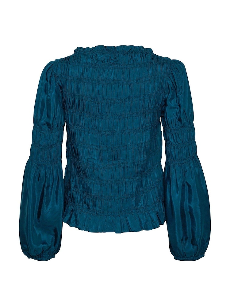 Cream Blue Henva Long Sleeve Smock Blouse - Image 5 of 5