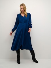Cream Blue Flivio Long Sleeve Midi Dress - Image 2 of 5