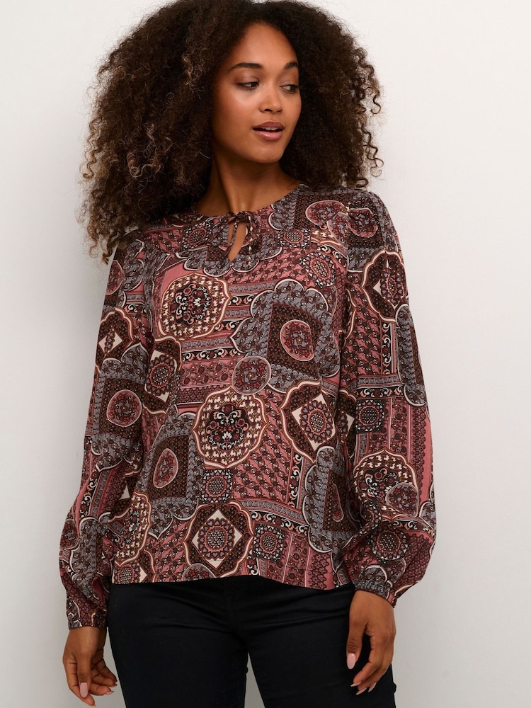 Cream Pink Bilba Long Sleeve Relaxed Fit Blouse - Image 1 of 5