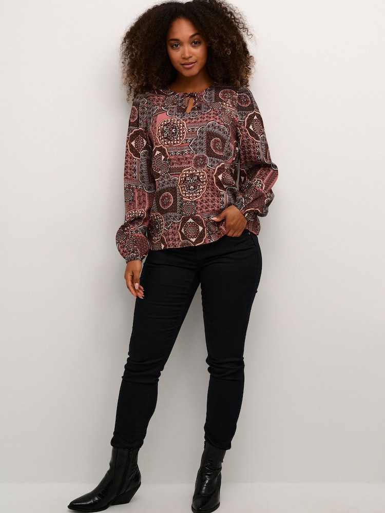 Cream Pink Bilba Long Sleeve Relaxed Fit Blouse - Image 2 of 5