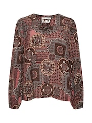 Cream Pink Bilba Long Sleeve Relaxed Fit Blouse - Image 4 of 5