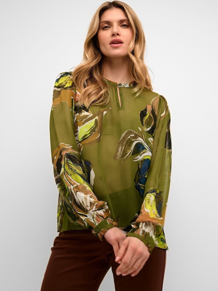 Cream Green Jasmina Loose Fit Chiffon Blouse - Image 1 of 5