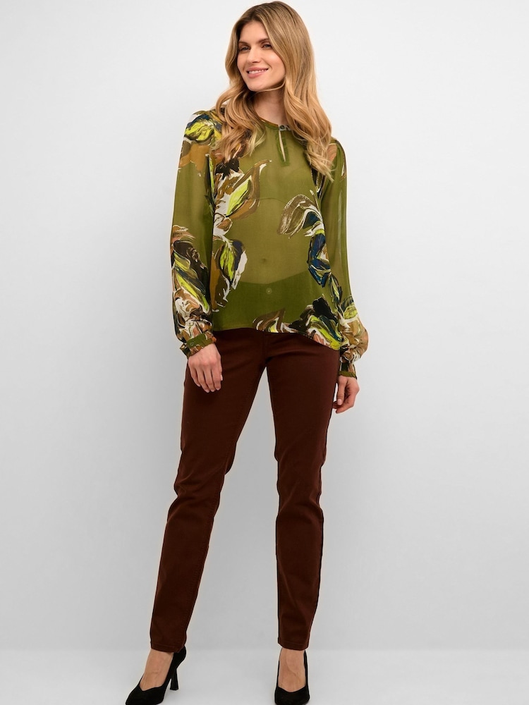 Cream Green Jasmina Loose Fit Chiffon Blouse - Image 2 of 5