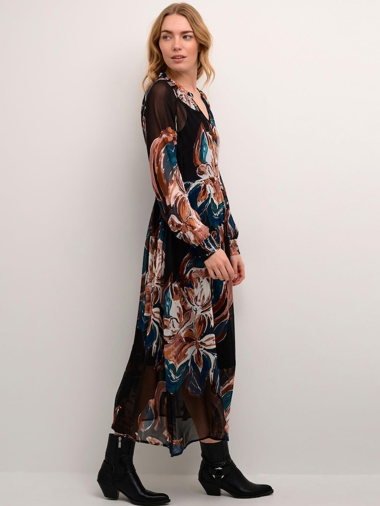 Cream Jasmina Long Sleeve Maxi Black Dress - Image 2 of 4