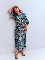 Boden Blue Imelda Kimono Jersey Dress - Image 1 of 7