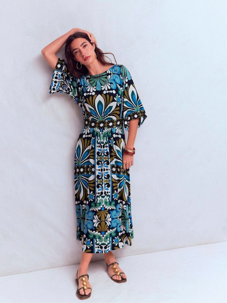 Boden Blue Imelda Kimono Jersey Dress - Image 1 of 7 Boden Blue Imelda Kimono Jersey Dress - Image 1 of 7