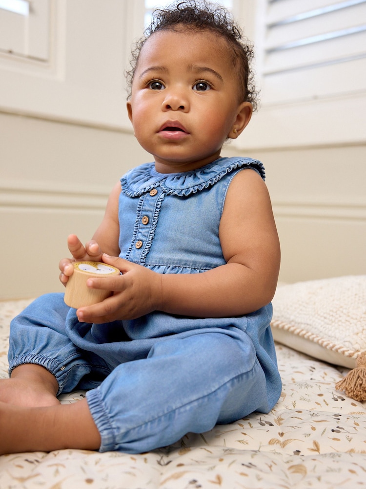 Denim Collared Baby Woven Jumpsuit (0mths-2yrs) - Image 1 of 1