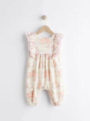 Pink Floral Baby 100% Cotton Woven Jumpsuit (0mths-2yrs) - Image 1 of 6