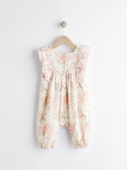 Pink Floral Baby 100% Cotton Woven Jumpsuit (0mths-2yrs) - Image 2 of 6