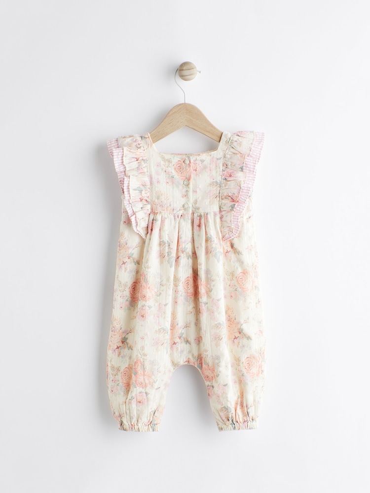 Pink Floral Baby 100% Cotton Woven Jumpsuit (0mths-2yrs) - Image 2 of 6