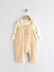 Peach Pink Baby Bodysuit and Dungarees Set (0mths-2yrs) - Image 1 of 9