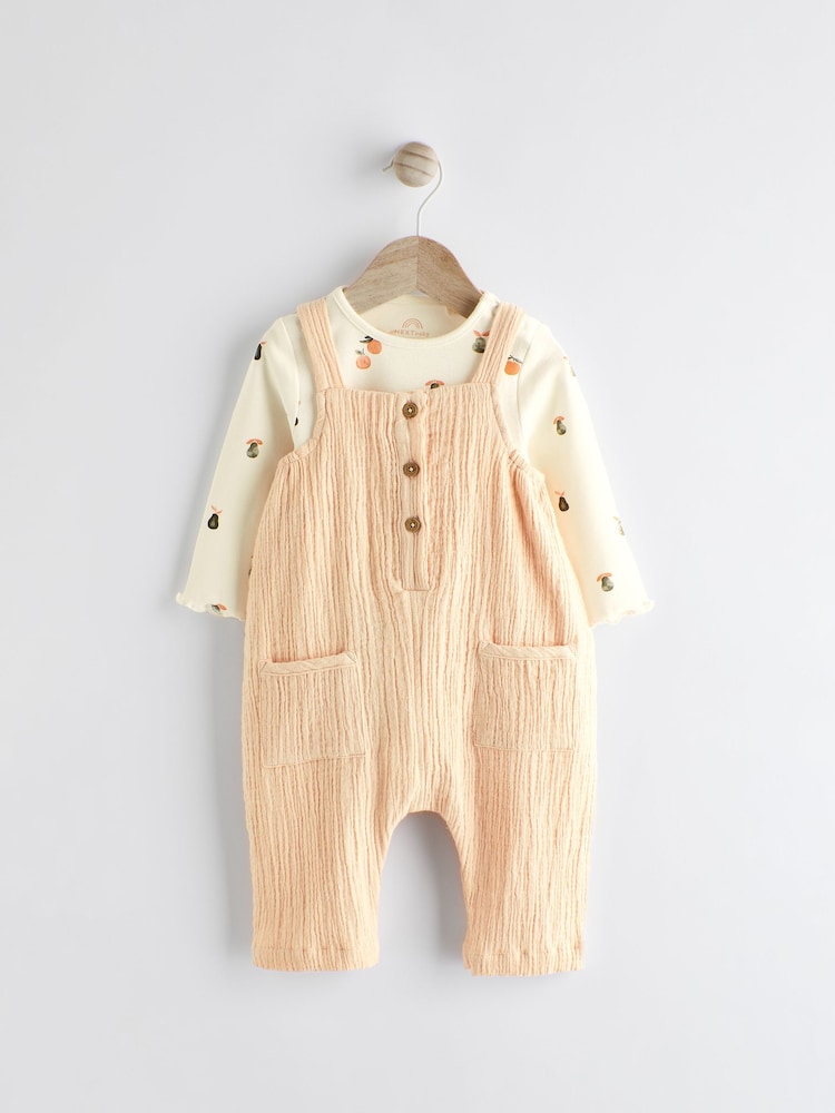 Peach Pink Baby Bodysuit and Dungarees Set (0mths-2yrs) - Image 1 of 9