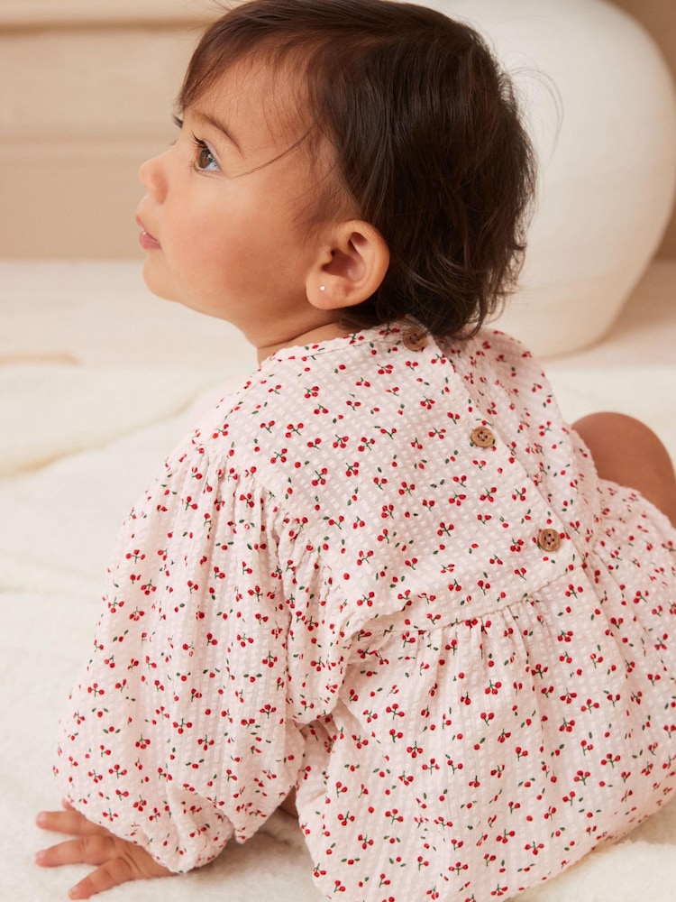 Red/White Cherry Print Baby Bloomer Romper (0mths-3yrs) - Image 2 of 6