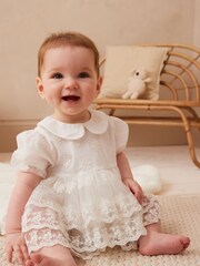 Ivory White Christening Baby Bloomer Romper (0mths-2yrs) - Image 1 of 6