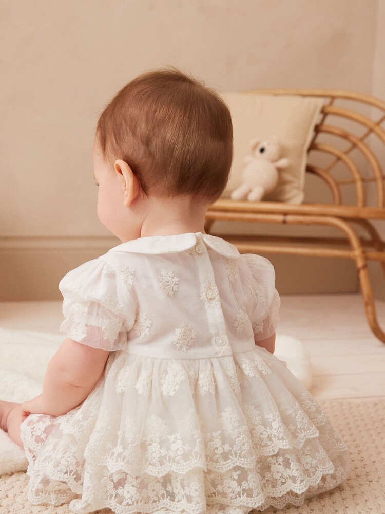 Ivory White Christening Baby Bloomer Romper (0mths-2yrs) - Image 2 of 6