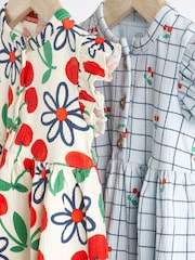 Red/Blue Cherry Floral Baby Jersey Dress 2 Pack (0mths-3yrs) - Image 7 of 10