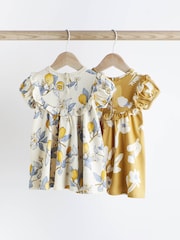 Blue/Yellow Print Baby Jersey Dress 2 Pack (0mths-3yrs) - Image 2 of 9