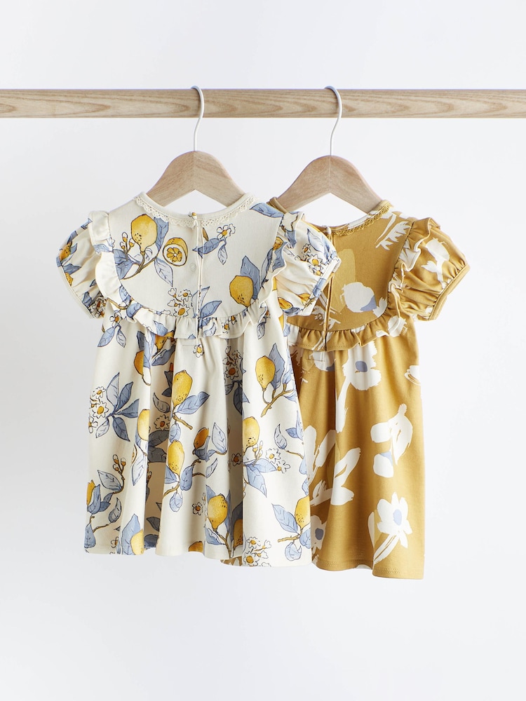 Blue/Yellow Print Baby Jersey Dress 2 Pack (0mths-3yrs) - Image 2 of 9