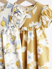Blue/Yellow Print Baby Jersey Dress 2 Pack (0mths-3yrs) - Image 3 of 9