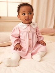 Pink 2 Piece Embroidered Baby Dress and Tights Set (0mths-2yrs) - Image 1 of 8