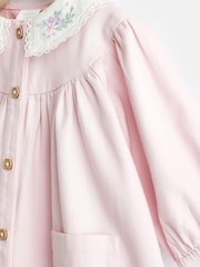 Pink 2 Piece Embroidered Baby Dress and Tights Set (0mths-2yrs) - Image 5 of 8