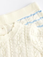White/Blue Stripe Baby Knitted Top and Shorts Set (0mths-2yrs) - Image 11 of 11