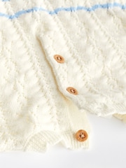 White/Blue Stripe Baby Knitted Top and Shorts Set (0mths-2yrs) - Image 7 of 11