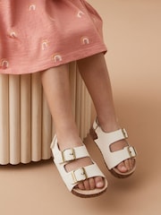 White Corkbed Two Strap Sandals - Image 1 of 6