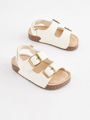 White Corkbed Two Strap Sandals - Image 2 of 6