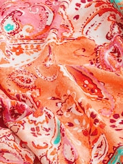 Orange/Pink Puff Sleeve Tie Cover Up Top - Image 6 of 6