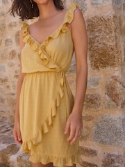 Yellow Mini Wrap Dress - Image 4 of 8