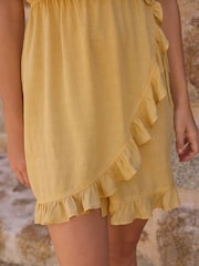 Yellow Mini Wrap Dress - Image 6 of 8
